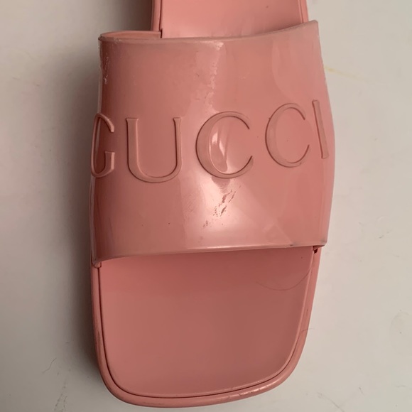 Gucci Dusty Rose Rubber Slide Sandals Sz 8 - Picture 7 of 15
